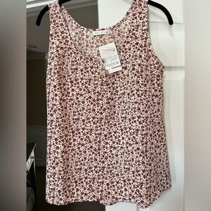 Active USA Floral Sleeveless Blouse - Rust and White